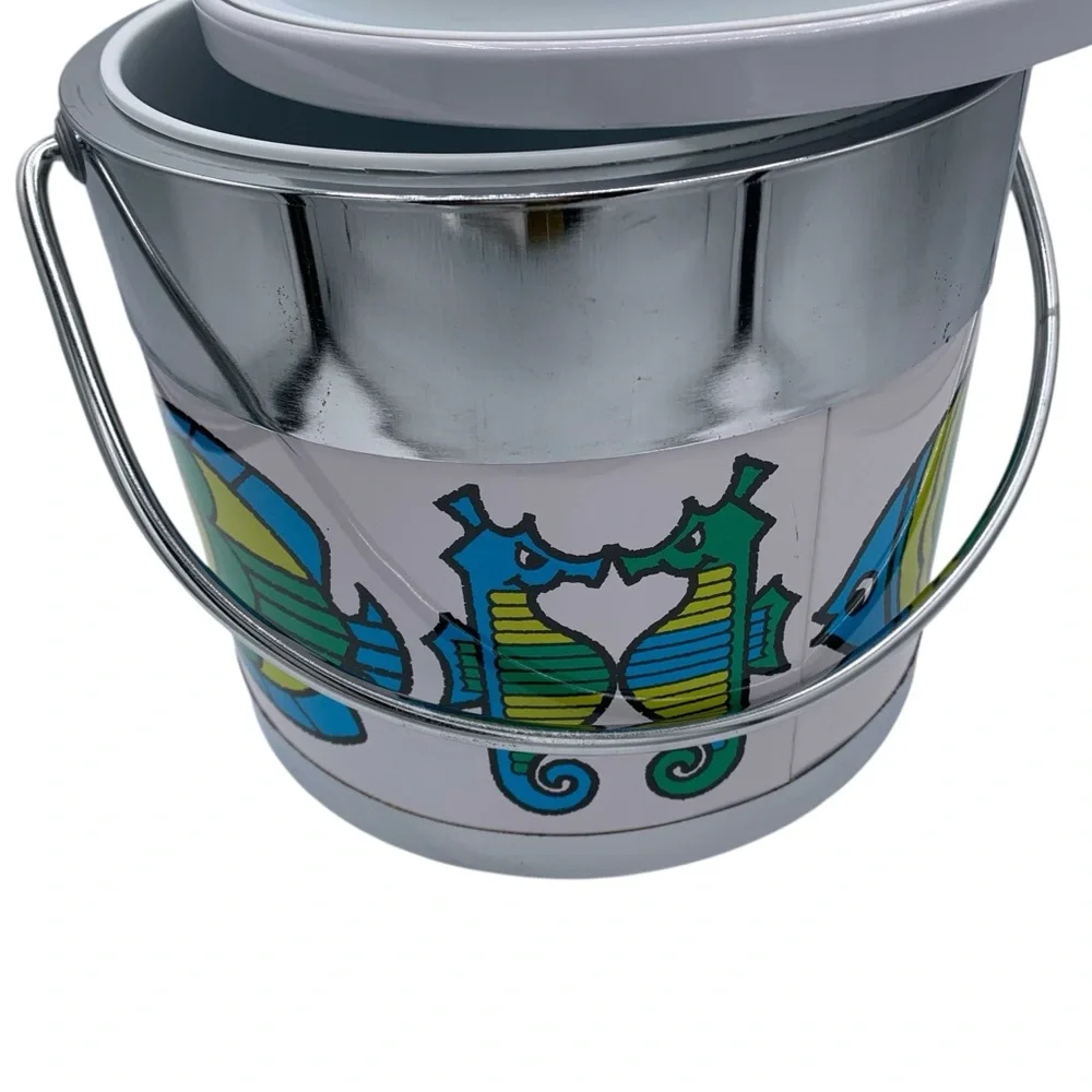 Tropical 1960’s Ice Bucket Vintage Chrome